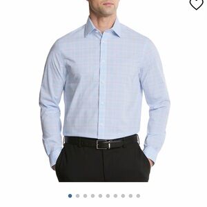Michael Kors Men's Sky Blue Plaid Dress Shirt
